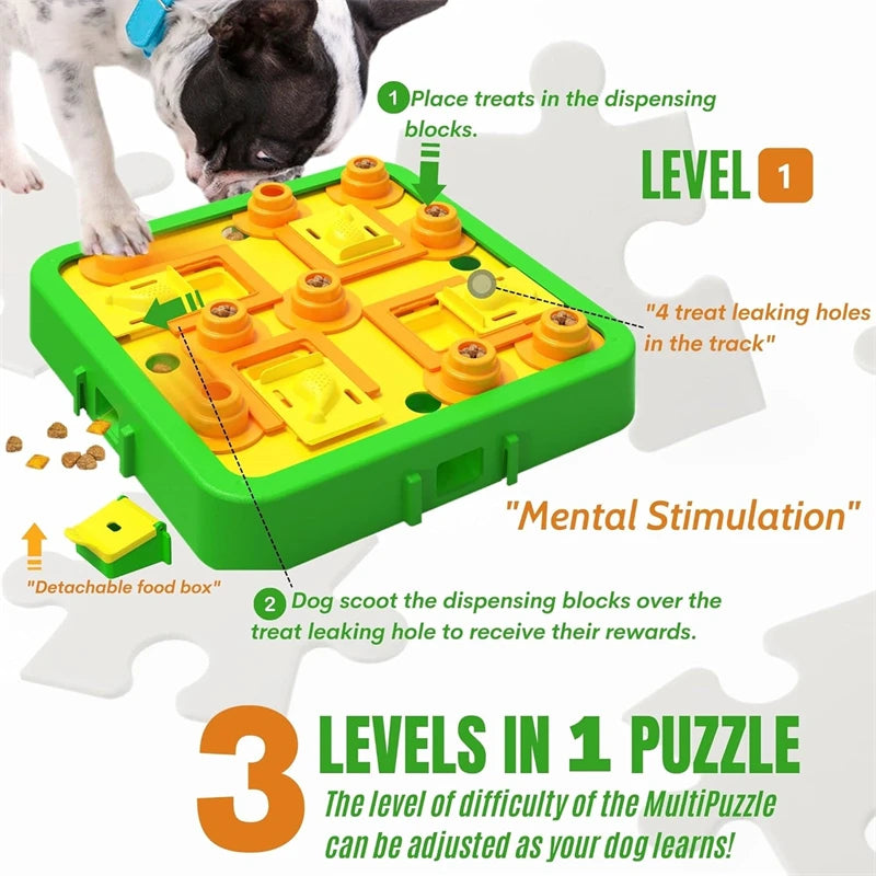Interactive 3-in-1 Dog Puzzle: Mental Stimulation and Treat Feeder for Boredom Relief