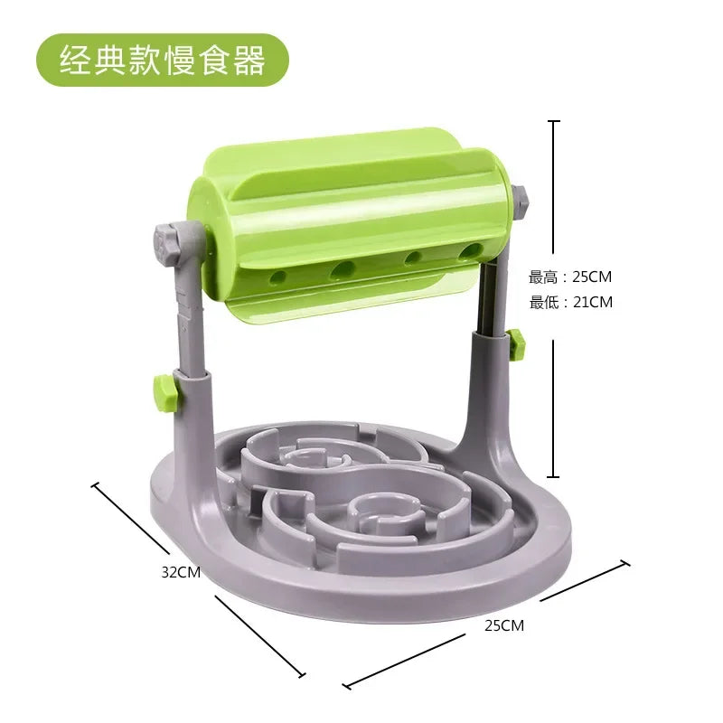 Rolling Adjustable Puzzle Slow Feeder Bowl for Cats and Dogs